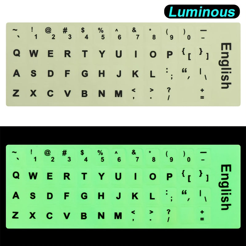 1pc Glow-in-the-Dark Keyboard Sticker for Mechanical Keyboards - Russian, Spanish, French, English - PE Material, Easy to Apply & Remove, Adapts to Multi-Language Typing Needs, Keyboard Customization|Glowinthedark Sticker|Dur