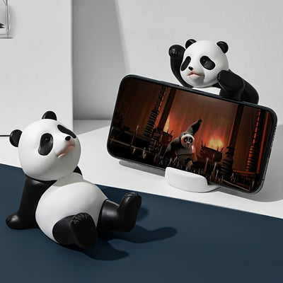 2pcs Cute Panda Phone & Tablet Stand, Adorable Desktop Mobile Holder, Decorative Novelty Accessories, Office & Home Decor, Universal Fit, 8.99cm & 10.01cm Height