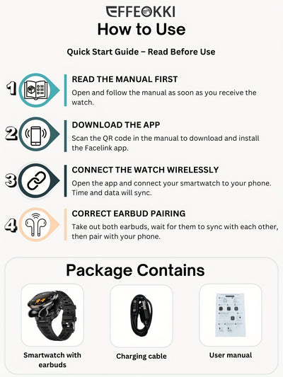 FFEOKKI TWS 2-in-1 Smartwatch with Earbuds - Zinc Alloy Bezel, 3.71cm Round Display, Wireless Call Function, Music Playback, NFC, Multiple Sports Modes, Fitness Tracking, Compatible with iPhone Android Smartphone, Activity Mo