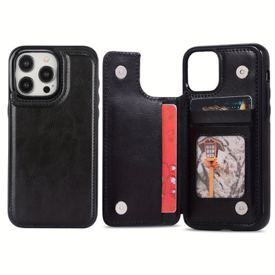 جراب iPhone قابل للطي من الجلد الصناعي عالي الجودة مع فتحات للبطاقات وحامل مقاوم للصدمات متوافق مع موديلات مختلفة بما في ذلك X XR XS Max 11 pro 12 pro 13 pro 14 15 16 SE 6 7 8 plus