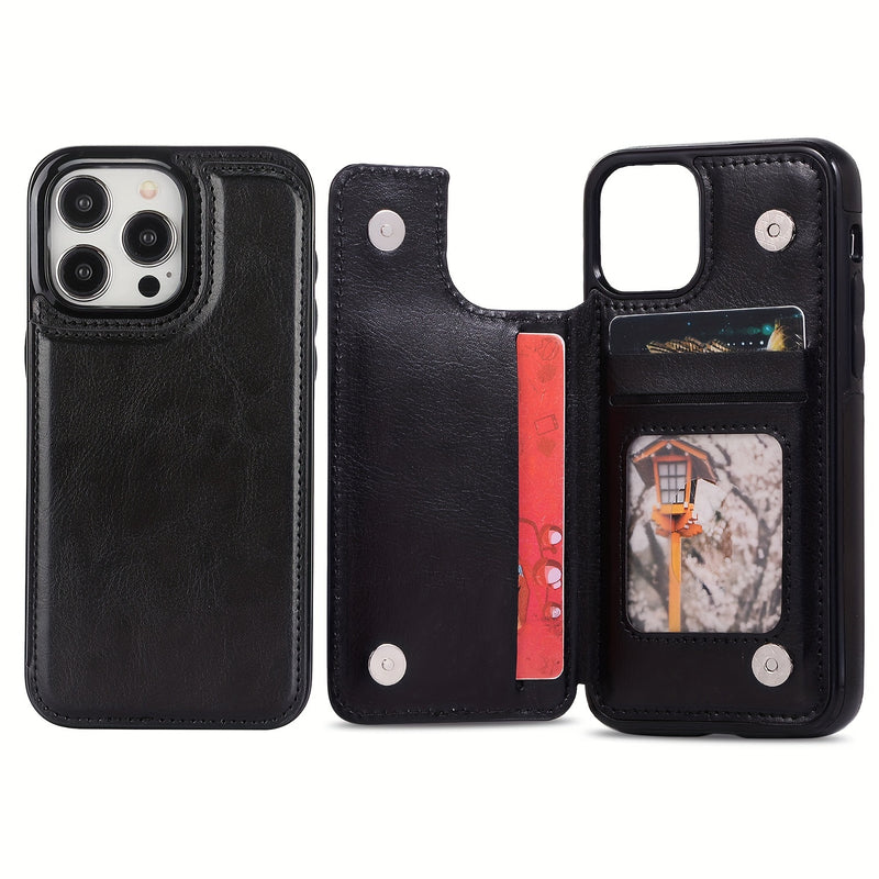 جراب iPhone قابل للطي من الجلد الصناعي عالي الجودة مع فتحات للبطاقات وحامل مقاوم للصدمات متوافق مع موديلات مختلفة بما في ذلك X XR XS Max 11 pro 12 pro 13 pro 14 15 16 SE 6 7 8 plus