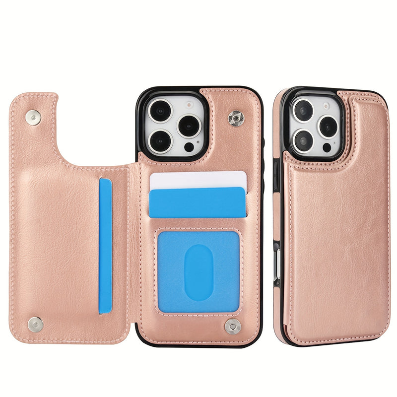 جراب iPhone قابل للطي من الجلد الصناعي عالي الجودة مع فتحات للبطاقات وحامل مقاوم للصدمات متوافق مع موديلات مختلفة بما في ذلك X XR XS Max 11 pro 12 pro 13 pro 14 15 16 SE 6 7 8 plus