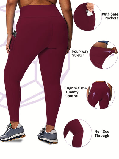 Women'S High-Waist Yoga Leggings with Side Pockets - Stretchy, Tummy Control, Sculpting Design, Black, Slim Fit, High Waisted, Perfect for Sports & Casual Wear, Workout Leggings | Slim Fit Leggings | High Waisted Legging