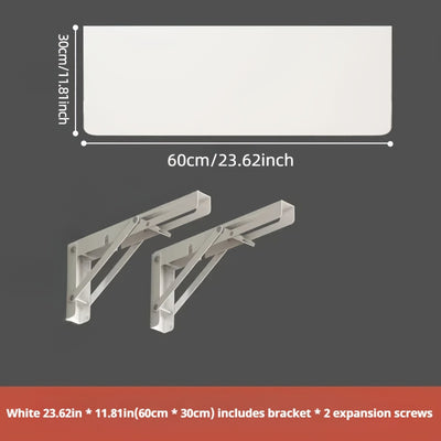 Space-Saving White Wooden Wall-Mounted Folding Desk - Adjustable & Foldable Computer Monitor and Laptop Stand with Cork Material, Ideal for Home & Office Organization, Perfect for Kitchen, Dorms