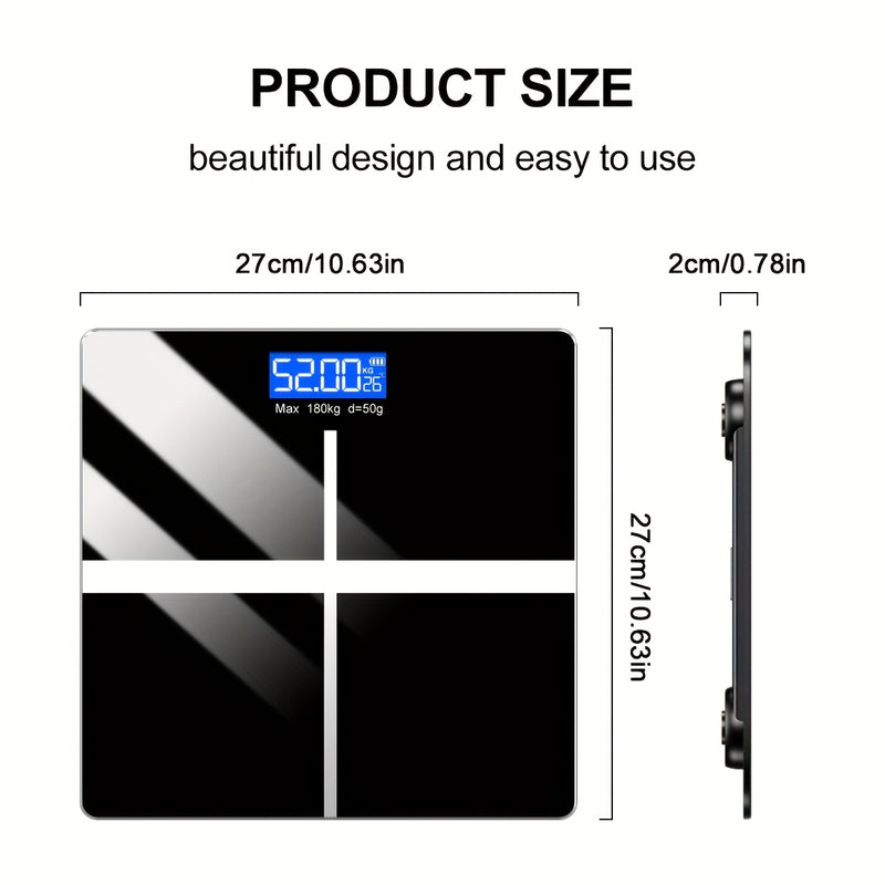 Home Bathroom Digital Weight Scale - High Precision Weighing, Maximum 179.99KG, Large LCD Display, Body Weight Scale, Battery Powered, Battery Not Included