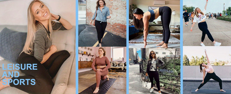 بنطال ليجنز كابري نسائي بمقاس كبير، خصر مرتفع للتحكم في البطن، مطاط 4 مرات، تفاصيل جيوب، أسود سادة، نسيج محبوك، بوليستر 92%، سباندكس 8%، 210 جم/م²، بنطال يوغا ضيق مناسب لجميع المواسم