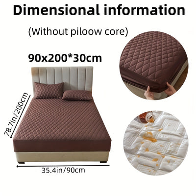 2/3pcs Set of Quilted Waterproof Bed Cover in Multiple Colors, Waterproof Mattress Protector, Bed Cover And Pillowcase Set, Non-Slip Full Coverage Bed Cover.