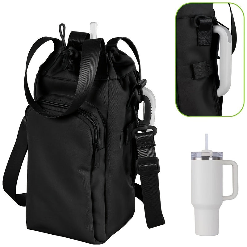 Versatile Water Bottle Carrier Bag with Phone Pocket - Fits 30/40oz Bottles, Adjustable Crossbody & Handle Straps, Durable & Waterproof for Travel, Outdoor Sports