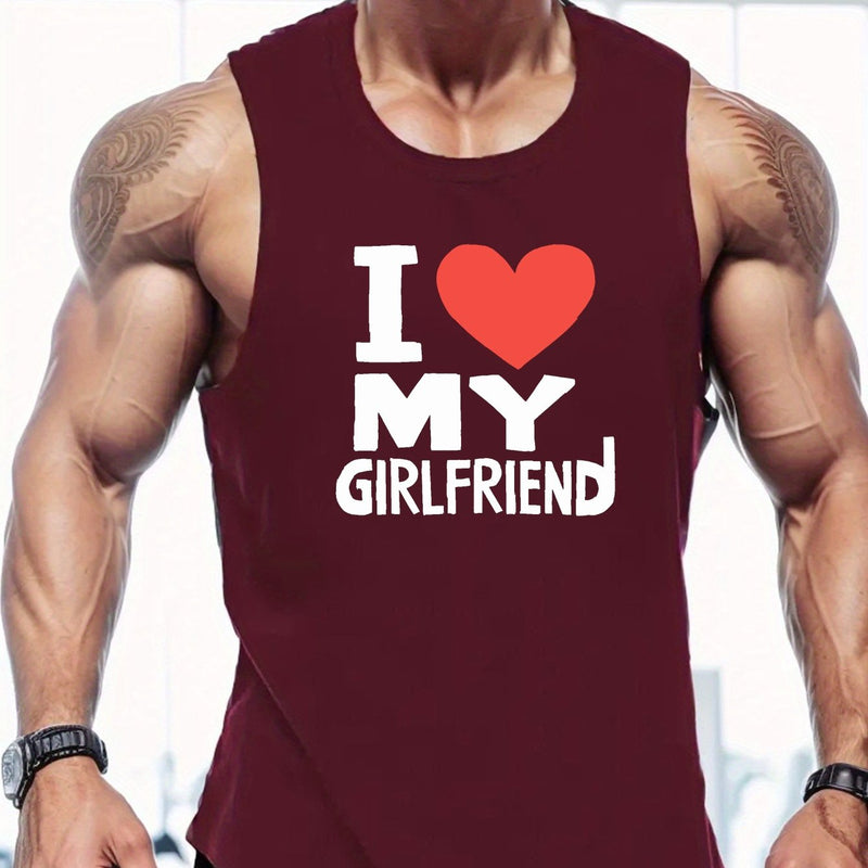 Plus Size, I Love My Girlfriend Print Men&