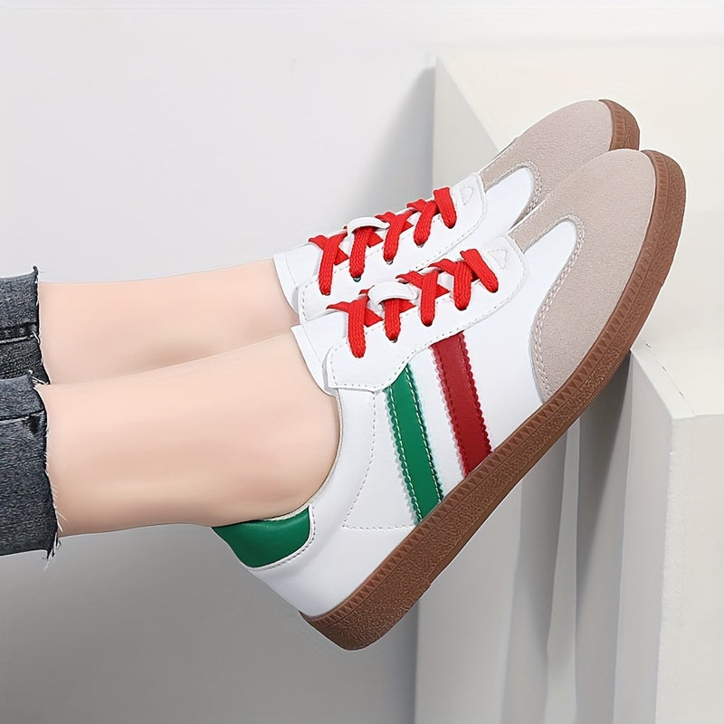 Stylish Comfort Soft Sole Flat Sports Sneakers - Round Toe, Low-Top, Breathable, Lightweight, Soft Upper, Comfortable Walking Shoes for Women - Ideal for Casual, Daily, Outdoor Activities