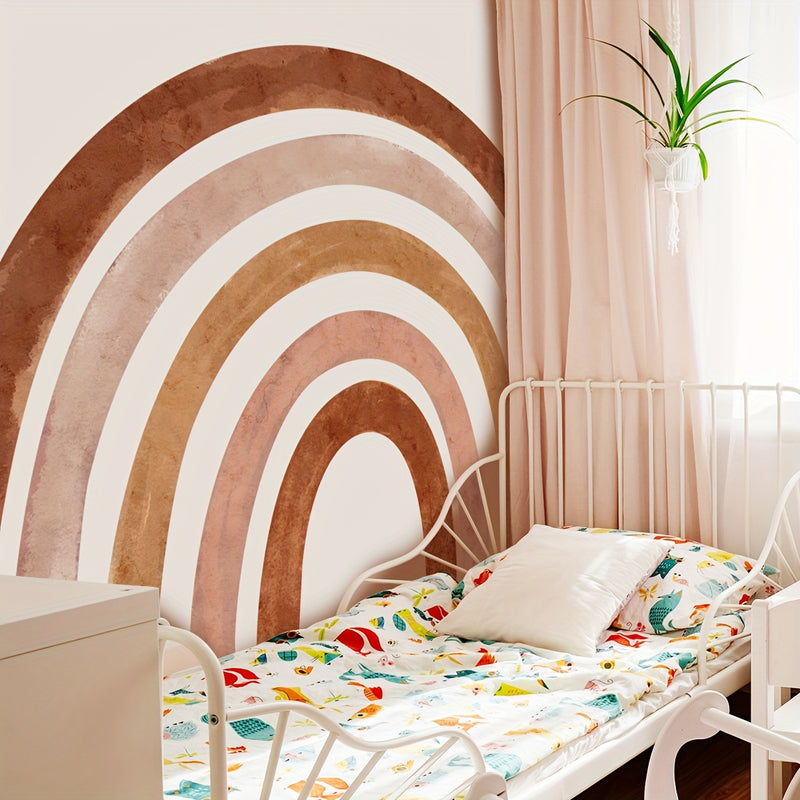 A Set of 5 Creative Hand-Painted Bohemian Style Large Rainbow Feature Beautification Wall Stickers Living Room Bedroom Corridor Entrance Kitchen Bathroom Background Wall Decoration Stickers ATW6117