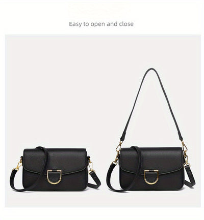 1pc Women's Top-Grain Cowhide Leather Crossbody Bag - Minimalist Square Design with Golden-Tone Hardware, Adjustable Strap & Zipper Closure, Beige/Tan/Black/Green - Casual Everyday Purse for Commuting, Work & Travel, Durable