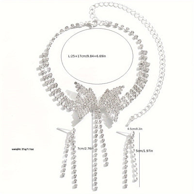 Butterfly Tassel Short Necklace + 1 Pair of Earrings Jewelry Set