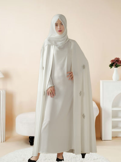 Women'S Elegant Muslim Abaya - Heavy Rhinestone-Embellished Long Sleeve Shawl Robe with Batwing Sleeves & Floor-Length Design, Loose Fit Islamic Dress for Ramadan, Prayer, Daily Wear - Modest Muslim Clothing (MOA067), Abaya F