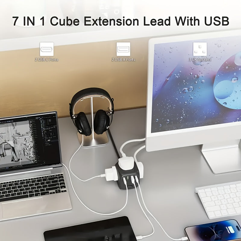 The New Multifunctional Cube-Shaped Socket Is Suitable for Travel, Home, And Office Use.