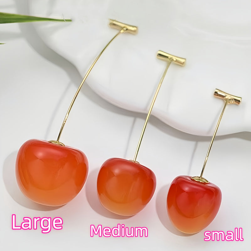 1 pair of sweet cherry earrings, red cherry earring set
