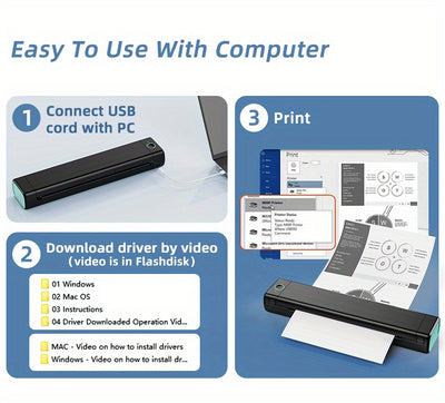 Wireless Portable Printer M08F: 21.59x27.94cm Thermal Printer, Ink Free, Mobile Printer That Can Be Used For Business, Office, Home, And Study, Compatible With Android And IOS