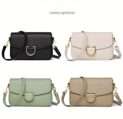 1pc Women's Top-Grain Cowhide Leather Crossbody Bag - Minimalist Square Design with Golden-Tone Hardware, Adjustable Strap & Zipper Closure, Beige/Tan/Black/Green - Casual Everyday Purse for Commuting, Work & Travel, Durable