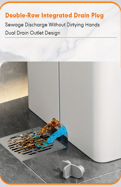 JOYBOS Hands-Free Mop and Bucket Set with 2 Washable Cloths - Heavy-Duty ABS/SS/Polypropylene, Wet & Dry Floor System with Water Filling & Design, Space-Saving Modern Mop for Vinyl Floors, Ideal for Living Room, Bedroom, Kitc