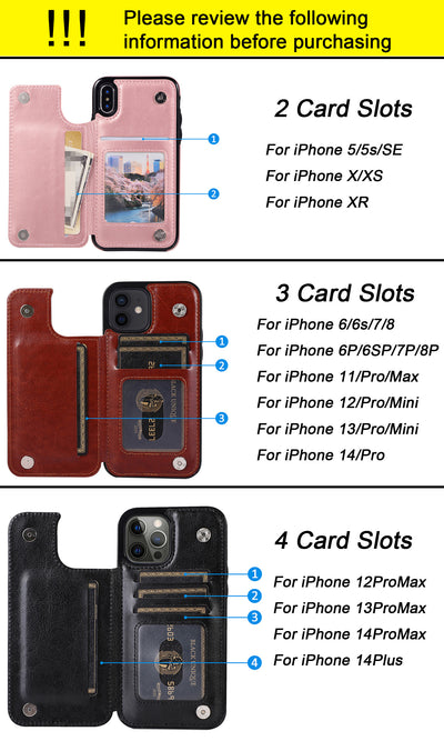 جراب iPhone قابل للطي من الجلد الصناعي عالي الجودة مع فتحات للبطاقات وحامل مقاوم للصدمات متوافق مع موديلات مختلفة بما في ذلك X XR XS Max 11 pro 12 pro 13 pro 14 15 16 SE 6 7 8 plus