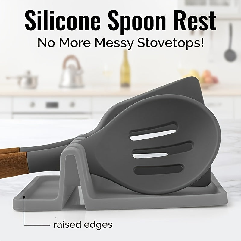 Kitchen Silicone Utensil Holder -, Durable Spoon Rest with Drip Mat - Heat-Resistant Spoon Holder for Stovetops - Spoon Rest for Kitchen Countertops - Support for Kitchen Tools And Utensils.