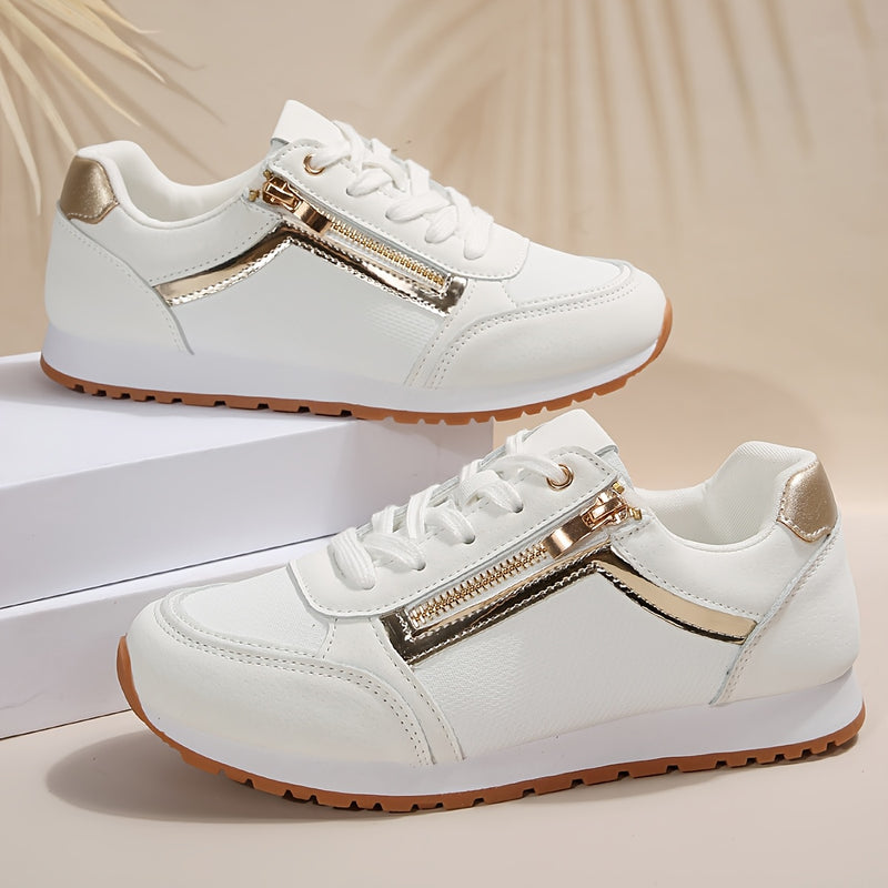 YMM980-91 Platinum Edge Zipper Fashion College Style Trendy Lace-Up Comfortable Lightweight Breathable Soft Versatile Non-Slip Outdoor Hiking Road Running Shoes Casual Sports Footwear