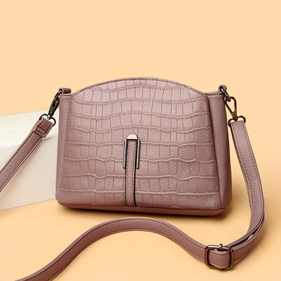 Women'S Multi-Compartment Crossbody Bag with Adjustable Strap - Synthetic, Zipper Closure, Elegant Geometric Pattern in Beige, Burgundy, Black, and White - Perfect for Casual or Formal Occasions, Crossbody Purse