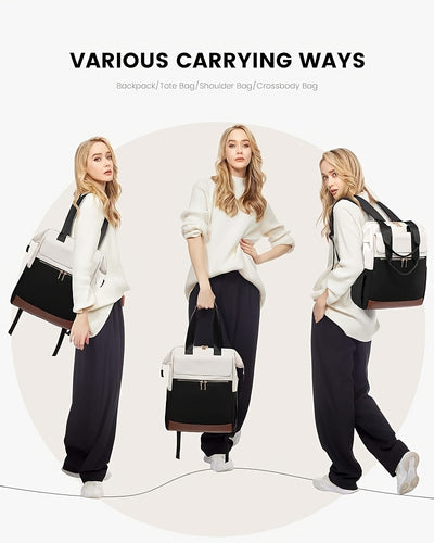 Stylish Women'S Convertible Laptop Backpack - Soft Shell Nylon, Multiple Compartments, Zipper Closure, Ideal for School, Travel & Leisure, Available in Gray, Pink, Blue, Red, Black, Backpack for School