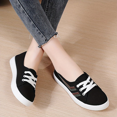 Women's Simple Canvas Shoes, Casual Lace Up Outdoor Shoes, Comfortable Low Top Sneakers