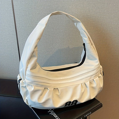 Stylish Women's Large Capacity Nylon Shoulder Bag - Casual Underarm Sports Backpack with "8B" Design, Zipper Closure, and Multiple Compartments for Work, Shopping, Travel, and Daily Use (Red/White/Black), Stylish Embroidery,