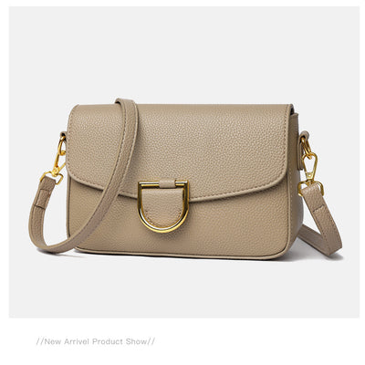 1pc Women's Top-Grain Cowhide Leather Crossbody Bag - Minimalist Square Design with Golden-Tone Hardware, Adjustable Strap & Zipper Closure, Beige/Tan/Black/Green - Casual Everyday Purse for Commuting, Work & Travel, Durable