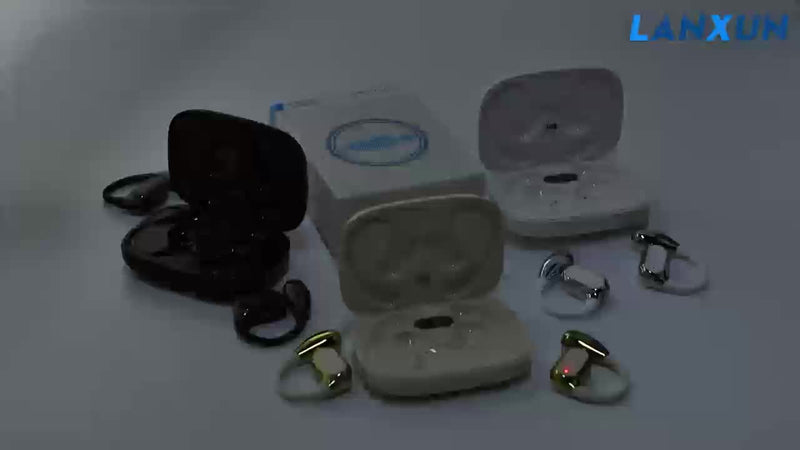 Open Ear Clip Headphones Wireless Non-In-Ear Hanging Sports Headphones for Running, Cycling and Car Use E-Sports Gaming Music Headphones with Long Standby Time Large Capacity Charging Case Smart Digital Display