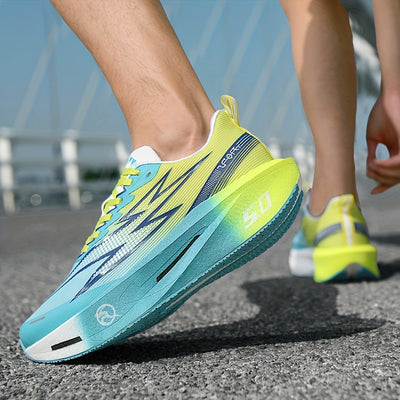 XPD Men's & Women's Lightweight Breathable Running Shoes - Neon Green/Blue/Grey Sneakers with Cushioned Arch Support, Non-Slip MD Sole & Low-Top Design for Gym, Jogging, Training - All-Season Sneakers for Men & Women - Stylis