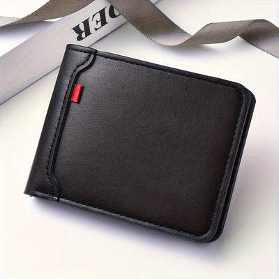 Men'S Slim Business Wallet - Minimalist Design with Multiple Card Slots, ID Window & Cash Compartment - Compact Travel Organizer - Durable Faux Leather Material - Ideal Gift for Professionals, Fathers, Husbands - Perfect for
