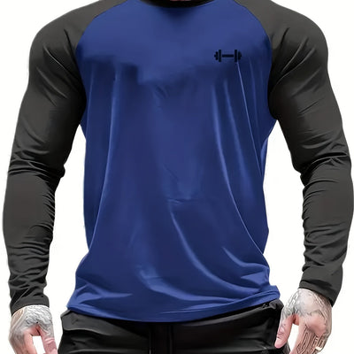 Men's Athletic Compression Long Sleeve T-Shirt - Quick-Dry, Breathable, with Graphic Print, Crew Neck, Stretch Fabric - Ideal for Running, Gym & Sports Activities, Gym Clothes