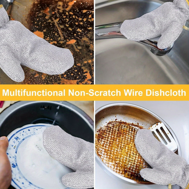 2 Pairs(4pcs) Scrubbing Wire Cleaning Cloth, Multipurpose Wire Dishwashing Rags for Wet and Dry Non-Scratch Wire Dishcloth Kitchen Cleaning Cloths for Scrubbing and Cleaning Dishes Pots Cooktops