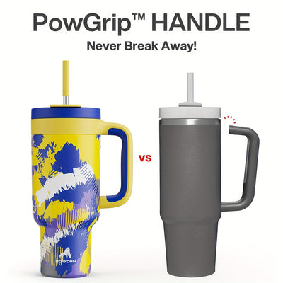 40oz Insulated Stainless Steel Tumbler with Dual Handles - Leakproof, PVC-Free, Perfect for Sports & Home Use
