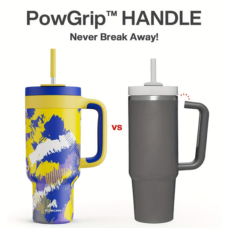40oz Insulated Stainless Steel Tumbler with Dual Handles - Leakproof, PVC-Free, Perfect for Sports & Home Use