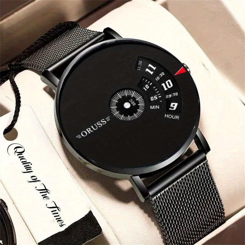 ساعة رجالية جديدة عالية الجودة أنيقة ذات طابع شخصي كل شيء رائع ومتين ساعة عمل حركية، اختيار مثالي للهدايا
