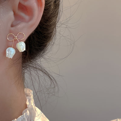 [NEW]A Pair of 2pcs, Bow Tulip Flower Earrings, High-Quality Jewelry, Upgraded Temperament Earrings, High-End Decorative Earrings, Suitable for Daily Wear, Wedding Season Accessories, Suitable for Gifts for Girlfriends, Class