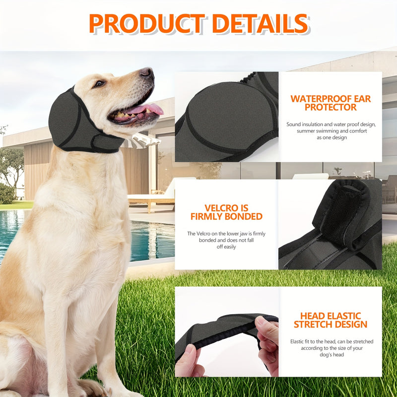 Earmuff Protection Dog Ear Muffs for Noise Reduction & Hearing Protection - Adjustable Head-Fastening Design, Breathable Soft Material for Swimming, Beach, Fireworks - Anxiety Relief & Emotional Support for Puppies & Dogs