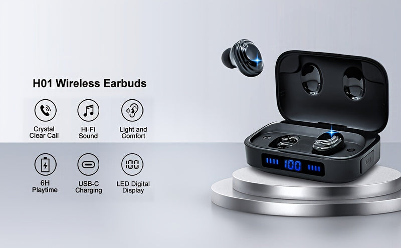 Bluetooth headphones V 5.4 version, lightweight headphones, deep bass effect, built-in microphone, clear calls, suitable for exercise.