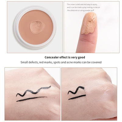 كريم إخفاء العيوب بتغطية عالية بلونين، إخفاء الهالات السوداء وعلامات حب الشباب والنمش والبقع، كريم أساس سائل مقاوم للماء يدوم طويلًا، يحتوي على سكوالين نباتي