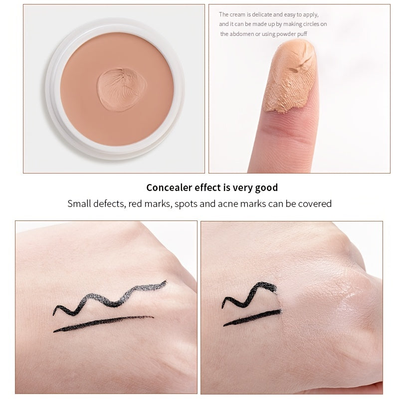 كريم إخفاء العيوب بتغطية عالية بلونين، إخفاء الهالات السوداء وعلامات حب الشباب والنمش والبقع، كريم أساس سائل مقاوم للماء يدوم طويلًا، يحتوي على سكوالين نباتي
