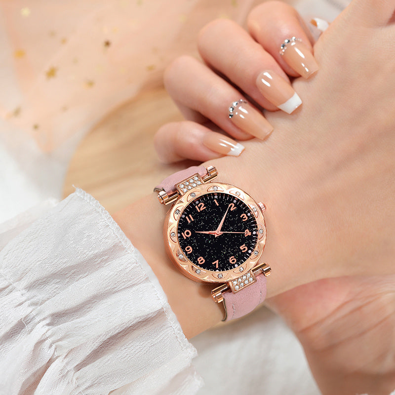 6pcs New Fashionable Round Dial Women&