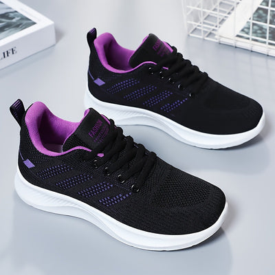 Women's Breathable Mesh Sneakers, Casual Lace Up Outdoor Shoes, Comfortable Low Top Sport Shoes