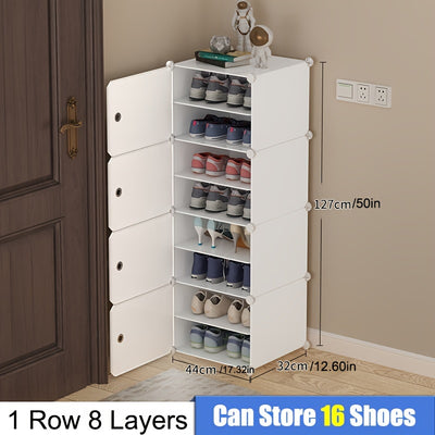 Expandable Shoe Rack with Doors - Portable Organizer for 8-60 Pairs of Shoes, Boots & Slippers - No Assembly Required