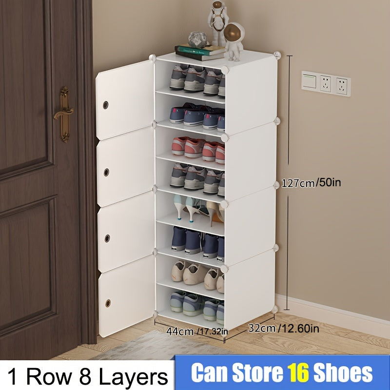 Expandable Shoe Rack with Doors - Portable Organizer for 8-60 Pairs of Shoes, Boots & Slippers - No Assembly Required