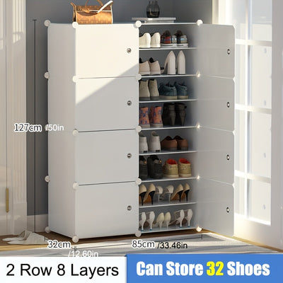 Expandable Shoe Rack with Doors - Portable Organizer for 8-60 Pairs of Shoes, Boots & Slippers - No Assembly Required