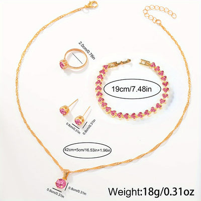 6pcs New Fashionable Round Dial Women's PUPU Leather PU Leather Quartz Watch and Jewelry Set